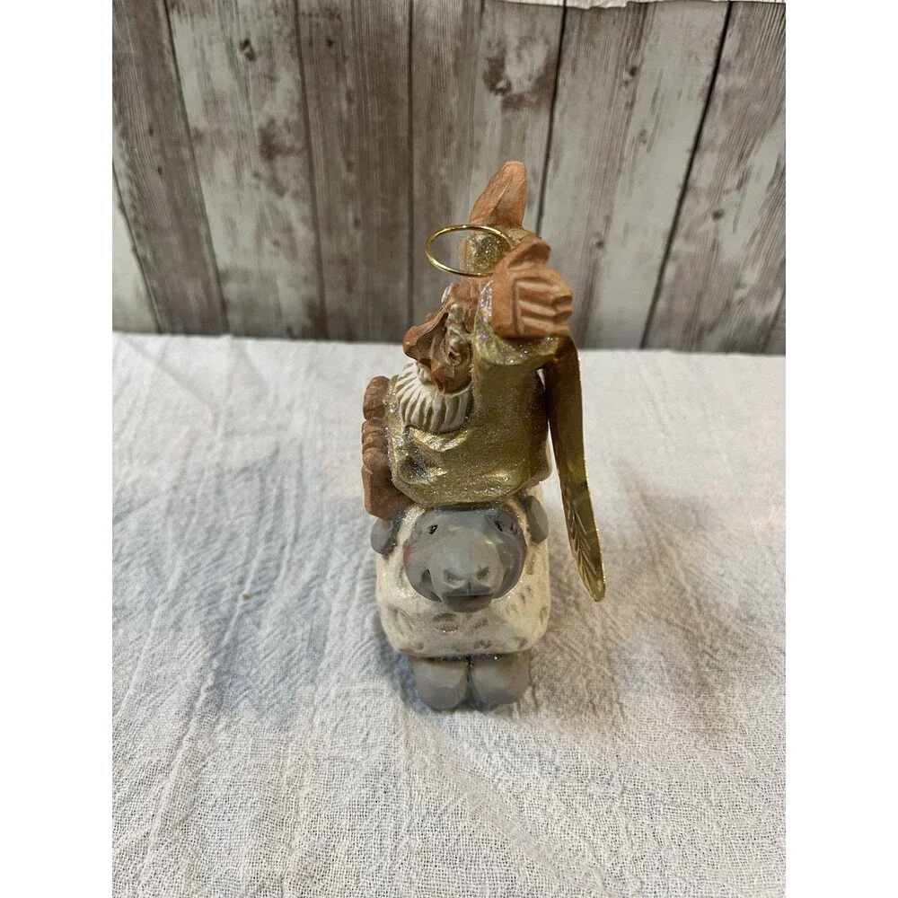 David Frykman 1996 All That Glitters Too Christmas Angel on Sheep Brass Wings